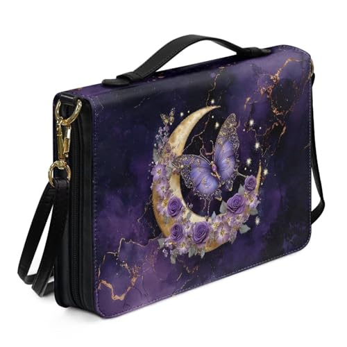 Butterfly Rose Marble Pattern Bible Case for Women Men Large Capacity Scripture Bag Waterproof Bible Carrier Tote Bag Protective with Handle and Zipper, L2