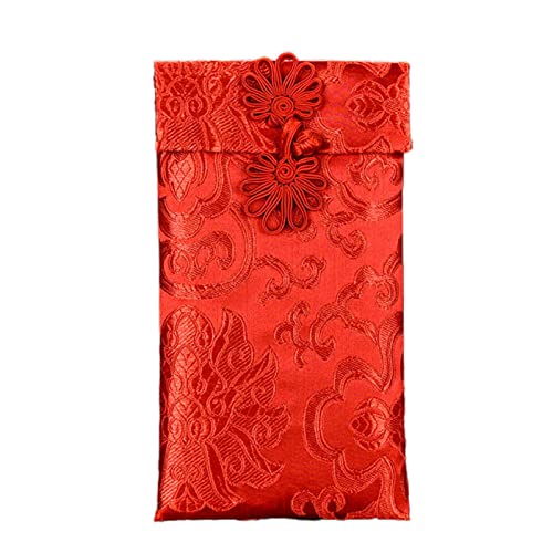 curfair 1 Stück chinesische rote Umschläge Glücksgeldumschläge Stickerei roter Umschlag Glücksgeld Tasche Hongbao L Cover