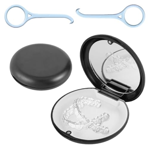COYUN 1 Pcs Caja Aparato Dental, Aparatos Dentales Funda Organizador, Desnudo Funda Aparato Dental, Caja Ferroso Dentadura Postiza, Puede Guardar los Aparatos Invisibles, con 2 Herramientas Ortodoncia