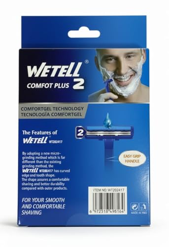 Image of WETELL Comfort Plus 2 Disposable Razors for Men & Women, Twin Blade Shaving Razor with Lubricating Strip, Bulk Pack of 30 (WT202417)