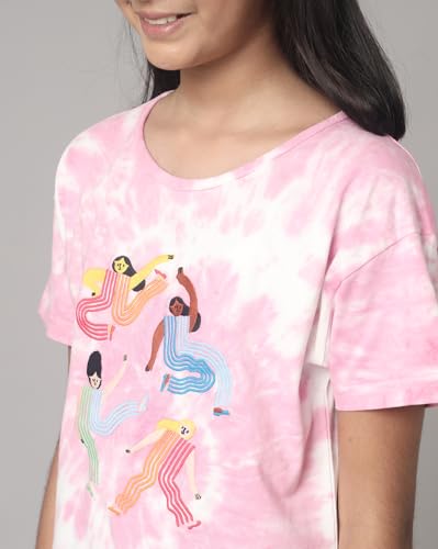 Image of Under Fourteen Only Girls Cotton Tops Collection - Round Neck, Crop Top, Full & Half Sleeve, Drop Shoulder, Ruffle Sleeve, Graphic Printed, Embroidered & Slub Knit Styles
