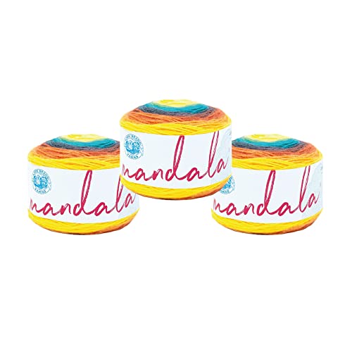 Image of Lion Brand Yarn, Mandala DK Lightweight Yarn for Knitting, Crochet, and Crafts, Thunderbird, 3 Pack, Self-Striping Acrylic Fiber for Baby Blankets, Multicolor Shawls and Variegated Cardigans