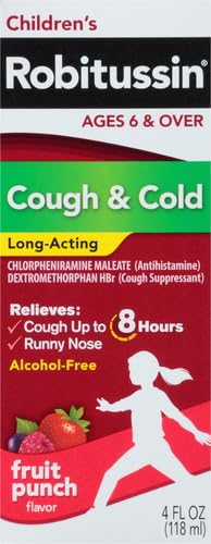 Robitussin Long-Acting Cough and Cold Medicine for Kids, Fruit Punch Flavor - 4 Fl Oz Bottle - Thumbnail 2