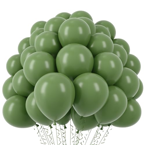 Image of Voircoloria 110pcs Sage Green Balloons 12inch Olive Green Latex Party Balloons for Graduation, Wedding, Birthday, Bridal Shower, Baby Shower, Anniversary Party Decorations