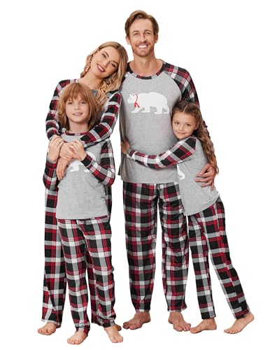 Image of Ekouaer Christmas Family Pyjamas Festive PJs Set for Women Men Baby Toddlers Kids Christmas Eve Box Gift Grey
