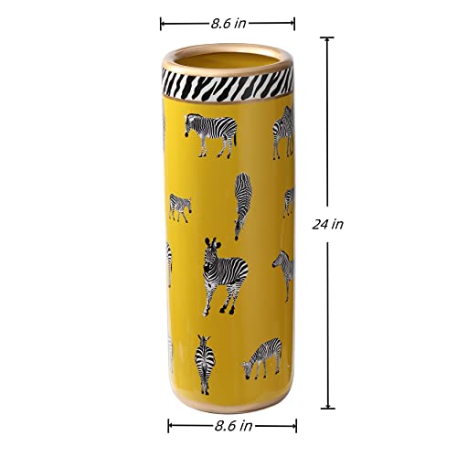 HOZUSO Umbrella Racks Porcelain Ceramic Umbrella Zebra Print Stand Umbrella Holder Modern Style Floor Vase for Storing Canes Walking Sticks for Entryway Indoor 24‘’High