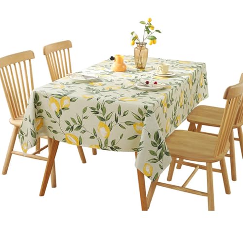 Ziyonix Tischdecke Rechteck Zitronen Tischtuch Abwischbare PVC Wasserdicht Wachstuch-Tischdecke Gartentischdecke Natur Tischdecke Esstischdecke für Innen- und Außenbereich Küche Party, 140 x 220cm