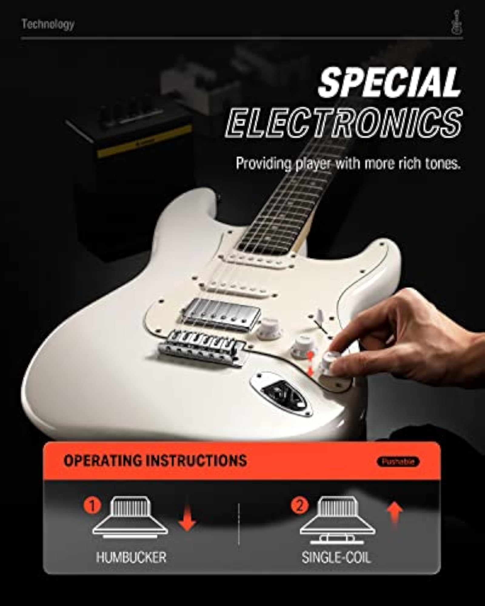 Wood Electric Guitar Kit with Amplifier and Accessories