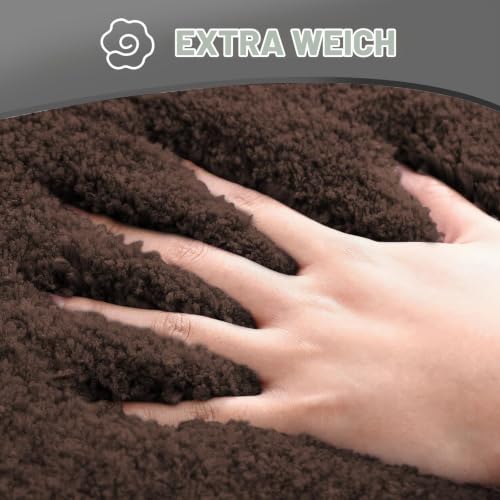 wyewye Mikrofaser-Badteppiche, 2 cm, super dick, super saugfähig, 50 x 80 cm und 50 x 50 cm, U-Form, Kaffee – Ansicht 3