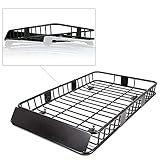 7BLACKSMITHS Black Roof Rack Cargo Basket Carrier Rack with 64' x 39' x 6'' Universal Extension Car Top Luggage Holder SUV Truck Cars