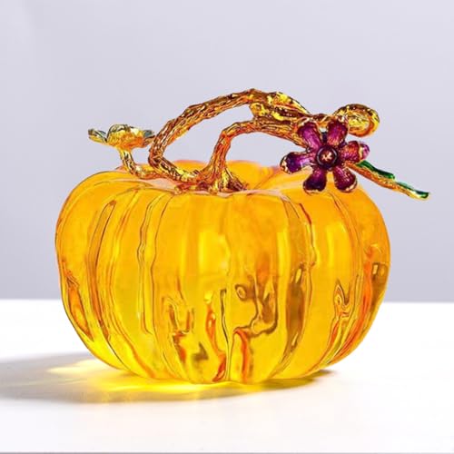 25 Glass Pumpkin Figurine Collectible Halloween Thanksgiving Glass Pumpkin Paperweight Fall Harvest Pumpkin Decorations for Home