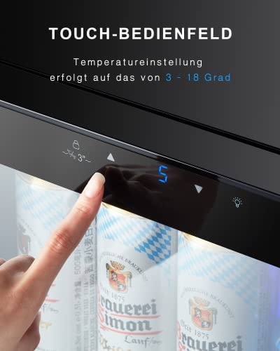Kalamera KRC-68GE Drankkoelkast, kleine flessenkoelkast met touch-bedieningspaneel, 3-18 °C koelzone, bierkoelkast, 68 liter, 38 dB, blauwe led-binnenverlichting - Afbeelding 3