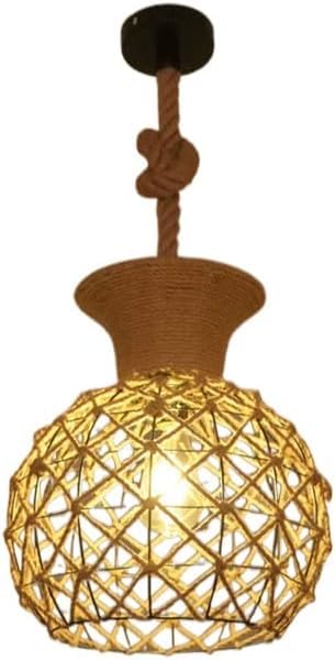 Luminaire suspendu en corde de chanvre E27 lustre rétro réglable 1 lampe pour îlot de cuisine