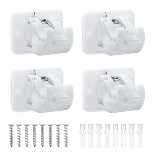 YANGWEN 4 Piezas Soportes de Barra de Cortina Autoadhesivos,Soporte para Barra de Cortina Taladrar Gancho Autoadhesivo Cortina Soporte Cortinas Sin Taladrar para Sala de Estar,Baño,Dormitorio