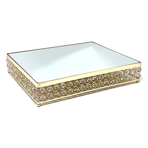 Image of Allgala Wedding Cake Stands 3-Piece Set Crystal Gold Plated Cheese Dessert Cupcake Cake Stand with Mirror Plate-Gold Rectangle-HD89203