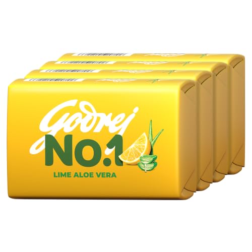 Image of Godrej No.1 Lime & Aloe Vera - Pack of 4 (150g each) | Soaps For Bath | Long-Lasting Fragrance