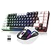 RedThunder 75% Kabelloses Gaming Tastatur und Maus Set, DE TKL Layout, 85 Tasten, Wiederaufladbar Kompakt, Ultraleicht 7200DPI-Maus mit Honeycomb Konstruktion für PC Mac PS5 Xbox Gamer (Schwarz-weiß)
