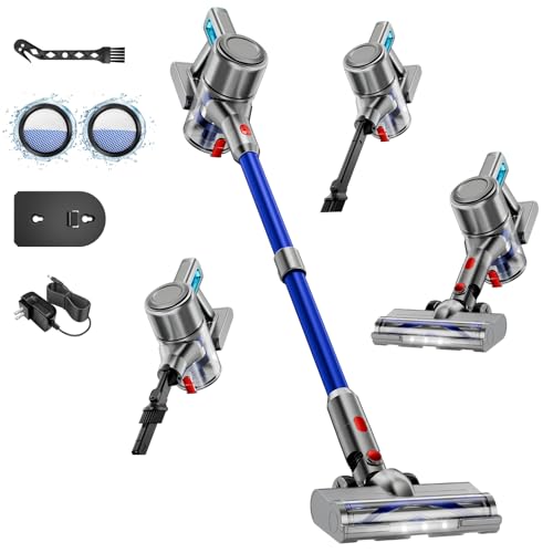 Cordless Vacuum Cleaner, 8 in 1 Powerful Stick Vacuum with 50Mins Rechargeable Battery, Vacuum Cleaners for Home Anti-Tangled Lightweight Handheld Vacuum for Hardwood Floor, Carpets, Pet Hair, Blue