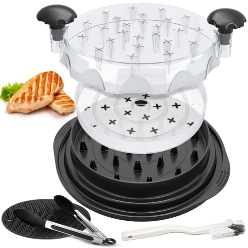 Chicken Shredder Tool Twist Large Breast Shredder with Heat Resistant Tong, Cleaning Brush, Silicone Mat & Plate | Meat Shredder Tool Twist, Anti-Slip Strip, Ergonomic Handle | Shred Chicken, Beef