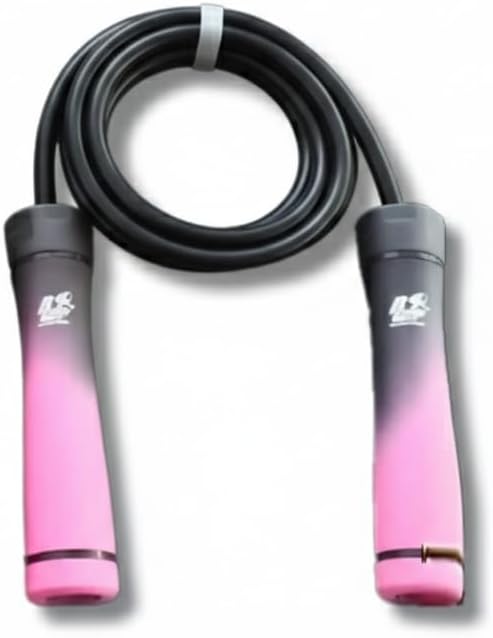 Buddy Lee Weighted Jump Rope 1.6 lbs – Heavy Duty PVC Speed Rope with Adjustable Length & Carry Pouch - Black/Pink