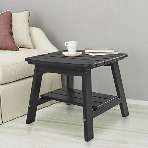 Bivoda Adirondack Table, 20 Inch Outdoor Side Table With Storage Shelf, 2-Tier Hdpe Patio End Table, Easy Maintenance & Weather Resistant, Modern Side Table For Living Room,Patio, Pool, Porch #TOP5