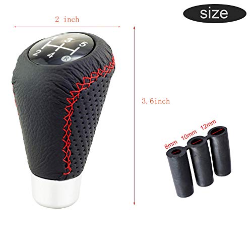 Bashineng 5 Speed Shift Knob Shifting Lever Leather Gear Stick Transmissions Shifter Handle Fit Most Manual Cars Truck Suv Vehicle (Black+Red) #TOP1