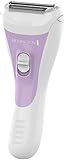 Remington Damenrasierer smooth&silky WSF5060, Bikini Trimmaufsatz, batteriebetrieben, 2-seitiger Intercept-Trimmer, feuchtigkeitsspendender Aloe Vera Streifen, Nass- und Trockenrasierer, weiß/lila