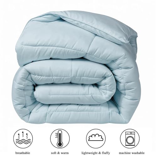 Image of COHOME Oversized King Size Comforter, All-Season Quilted Down Alternative Duvet Insert, Luxury Hotel GentleSoft Comforter with Anti-Clump Tech & 8 Tabs - Reversible - Aqua 98 x116 inches