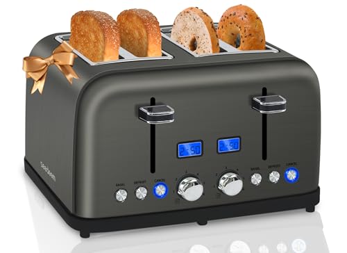 Image of SEEDEEM Toaster 4 Slice, LCD Display, 6 Shade Settings, 1.5