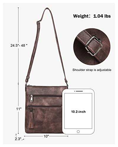 Image of MASINTOR Crossbody Purses for Women, Multi Pocket Casual Crossbody Bag, Adjustable Strap Shoulder Bag with Tassel
