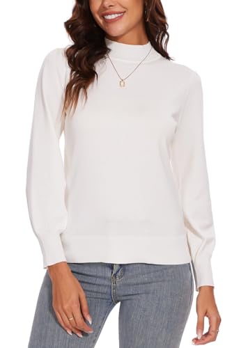 Image of Spicy Sandia Women's Long Sleeve Mock Turtleneck Sweaters | Lantern Sleeve, 2026 Fall Winter Trendy, Capsule Wardrobe Staple