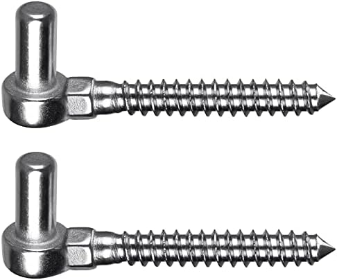 Insaga One-Piece Molding Chain Link Lag Screw Hinge, 304 Stainless Steel Post Side Wood Bolt Hinges for Wooden Gate or Post, Screw in Pin Hinge 5/8'' Lag Bolt Hinge (Set of 2)