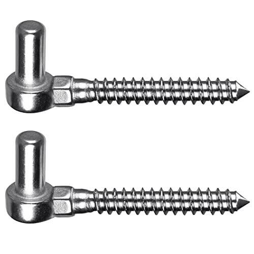 Image of Insaga 304 Stainless Steel Gate Hinge, 5 /8 inch Pin Heavy Duty Lag Screw Hinge for Wooden Fence & Farm Gate, One-Piece Molding Post Side Wood Bolt Hinge (2Pcs,M12)