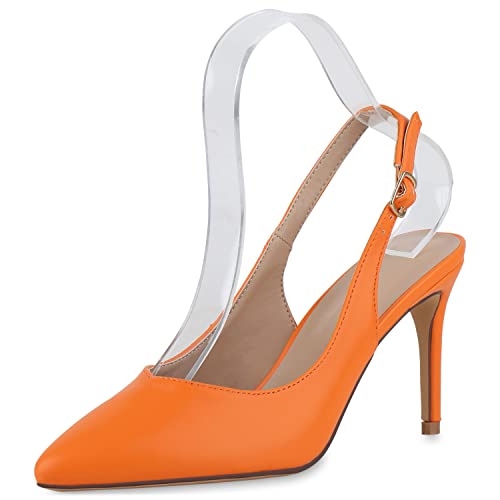 VAN HILL Damen Slingpumps Stiletto Basic Klassisch Schuhe 840465 212849...