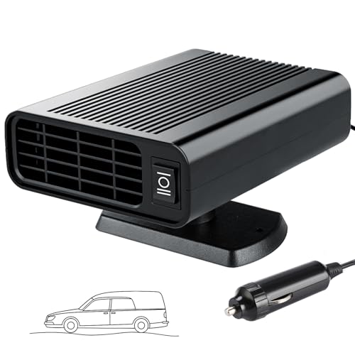 12V Car Heater Defroster, 150W Portable Windshield Heater with 360° Rotation for Fast Heating, Plug in Cigarette Lighter for Winter Driving,Christmas Gifts