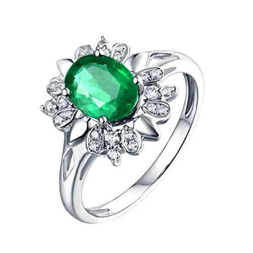 Alianzas de boda para mujer, oro blanco de 18 quilates, anillos de compromiso para mujer, esmeralda creada con moissanita y circonita, anillo de compromiso, anillos de compromiso de plata 925, Metal