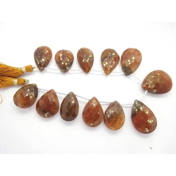 Perles briolettes de quartz rutilé de cuivre LKBEADS taillées en poire