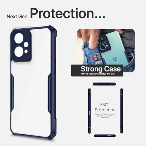 Image of Outlouders Back Cover for OnePlus Nord Ce 2 Lite 5G | Ultra Hybrid Transparent | Full Camera Protection | Raised Edge | Crystal Clear Bumper Case (Blue)