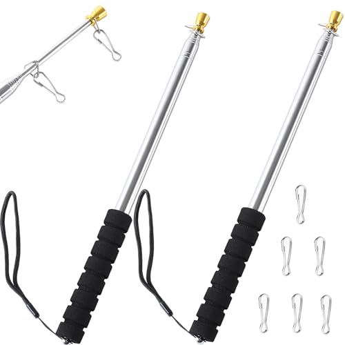 Teleskop-Fahnenmast mit Clips, tragbar, ausziehbar, Edelstahl, einziehbarer Bannerstab, Tourführer, Flaggenmast für Camping, Festival, Tourführer, Unterricht (schwarz + schwarz, 3 m)