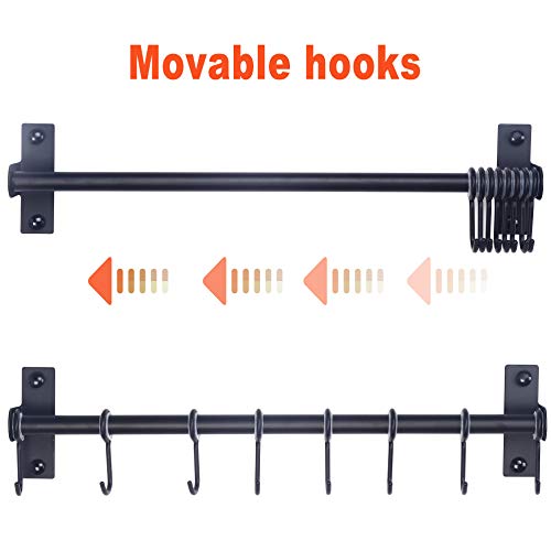 Dseap Pot Rack - Pots And Pans Hanging Rack Rail With 8 Hooks, Pot Hangers For Kitchen, Wall Mounted, Black #TOP4