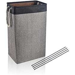 Leroy Merlin Cajones Ropa BrilliantJo Cesto de la Ropa Sucia Grande 84L, Cestos para la colada, dormitorios cuarto de lavado,cuarto de baño, 68X42X31 CM Negro + Gris
