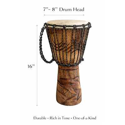 JIVE Djembe Drum African Bongo Congo Wood Drum Deep Carved Solid Mahogany Goat Skin Professional Quality 16 High (Dolphin)