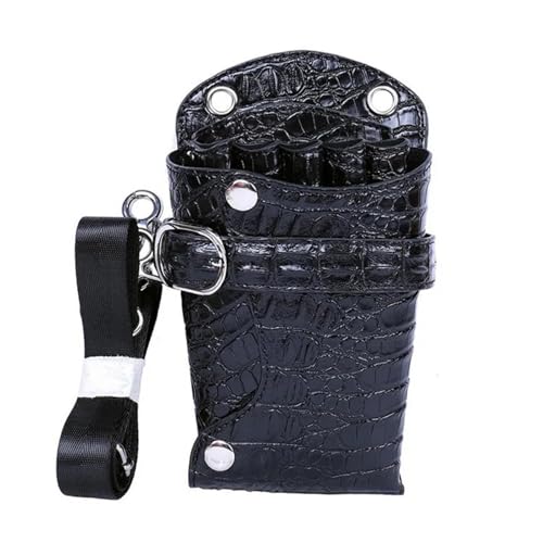 Sacoche ciseaux coiffure en cuir PU crocodile élégante pour coiffeur