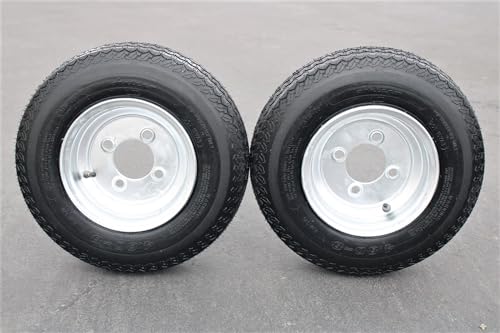 Antego Tire and Wheel (Set of 2) 4.80-8 Tire and Wheel Assemblies, Galvanized 4 Lug Trailer Tires and Wheels, 6 Ply, Load Range C