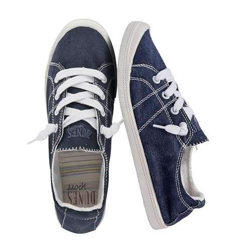 Dunes Reesa Canvas Slip On Shoes for Women – Everyday Comfort Womens Casual Sneakers, Navy 8