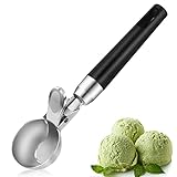 Leden Ice Cream Scoop with Trigger Metal Ice Cream Scooper Spoon Stainless Steel, Durable Cookie Sco