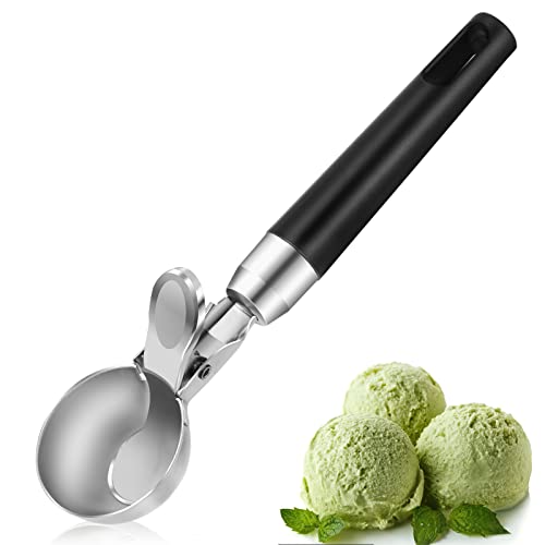 Leden Ice Cream Scoop With Trigger Metal Ice Cream Scooper Spoon Stainless Steel, Durable Cookie Scoop, Perfect For Melon, Meat Balls, Easy And Quick Release, Non-Stick Dishwasher Safe #TOP11
