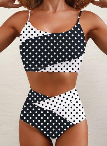 Image of Herseas Women 2 Piece High Waisted Bikini Sets Color Block Popular Swimsuit 2026 Summer Beach Best Bathing Suits