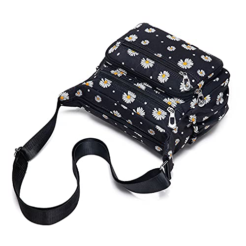 Image of Nylon Floral Multi-Pocket Crossbody Purse Bags for Women Travel Shoulder Bag