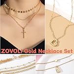 50 PCS Gold Jewelry Set for Women, Dainty Dangle Earrings, Stackable Ring, Multi-Layered Bracelet Necklace Valentine Anniversary Fashion Party Jewelry Pack Gift for Her - Image 3